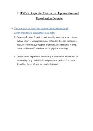 Chapter 5 - DSM-5 Criteria For Major Depressive Disorder - 1. DSM-5 ...