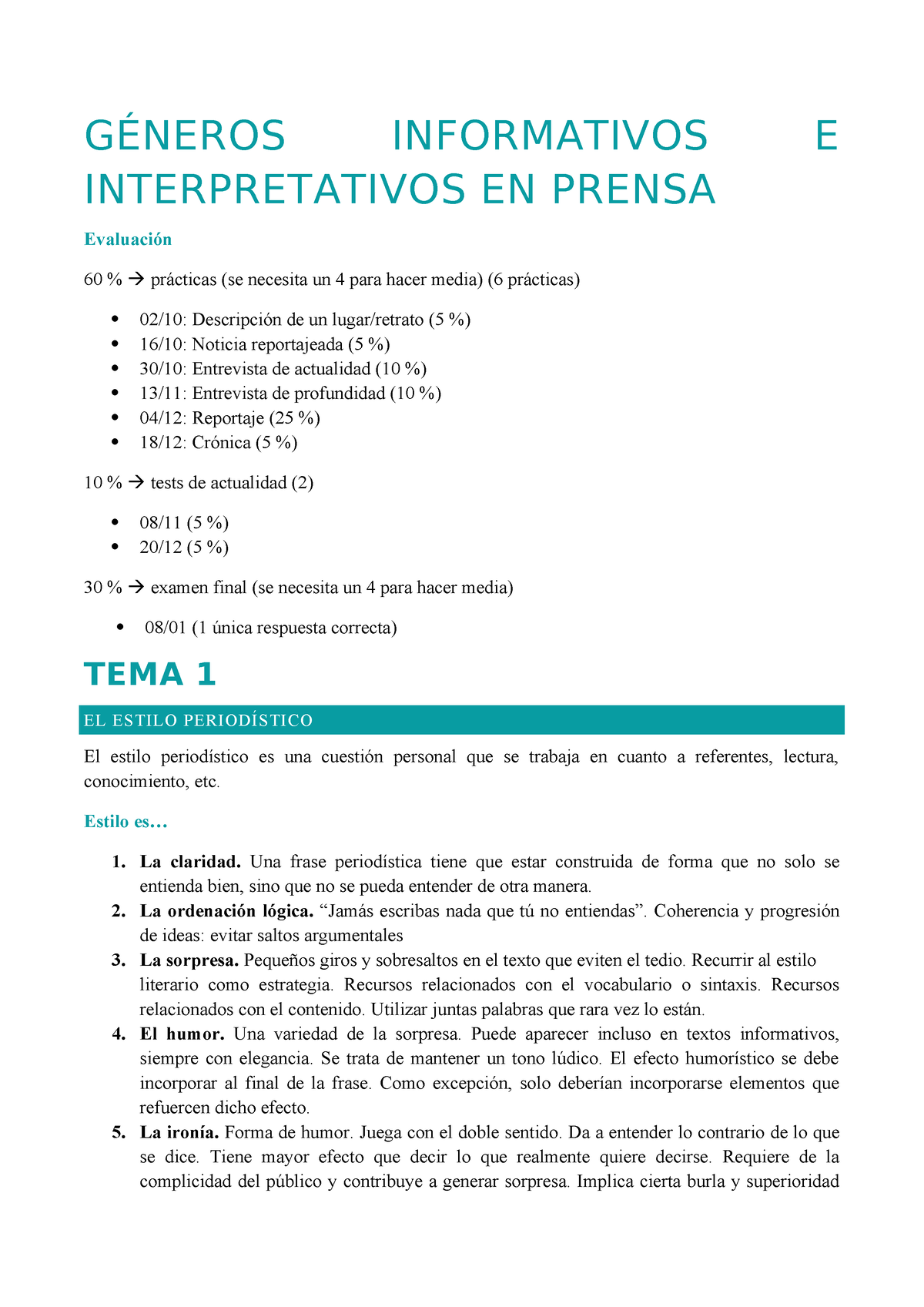 Géneros Informativos E Interpretativos En Prensa Temario GÉneros Informativos E 1902