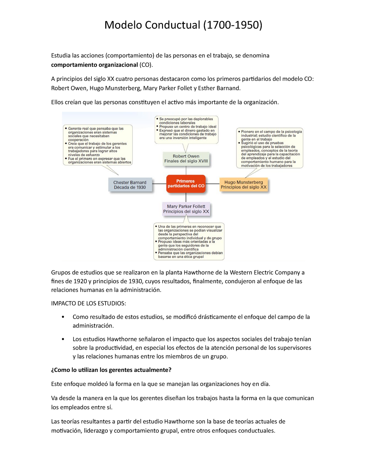 Modelo Conductual y análisis de factores macroambientales - Modelo  Conductual (1700-1950) Estudia - Studocu