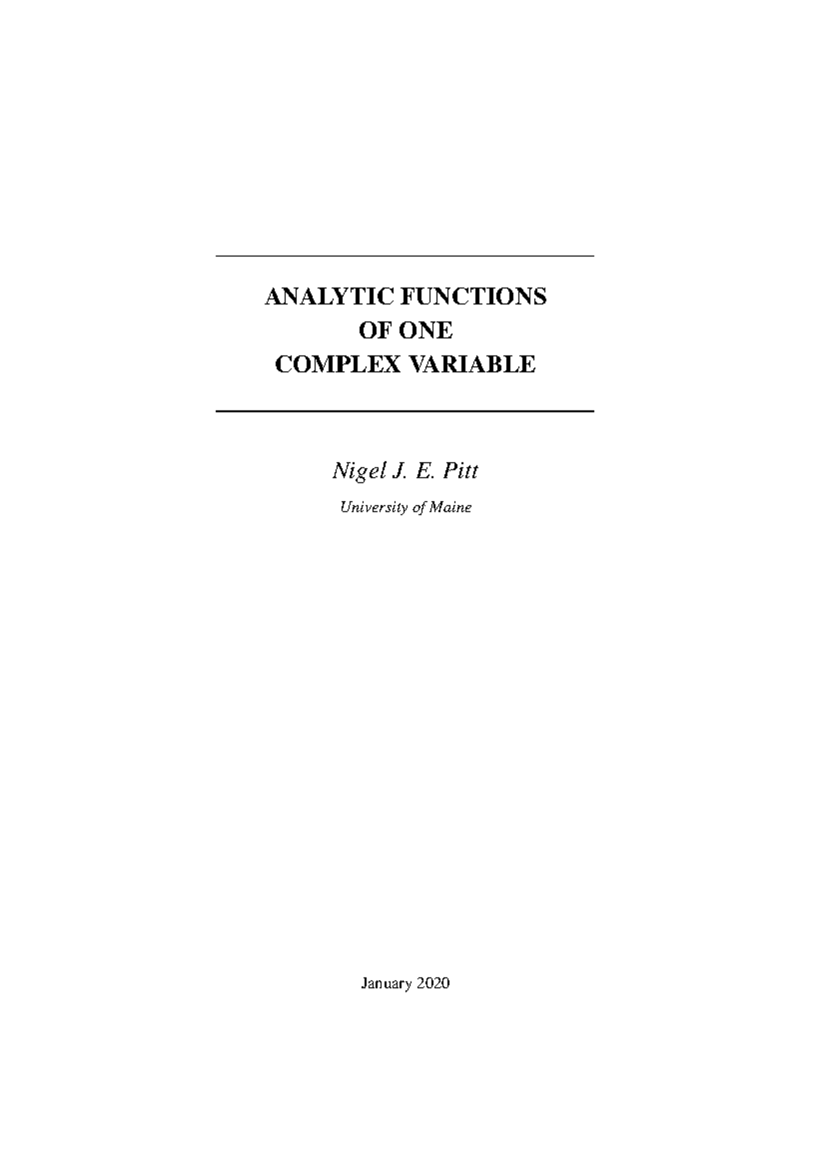 2020-22-01 - Pitt - Analytic Functions of One Complex Variable ...