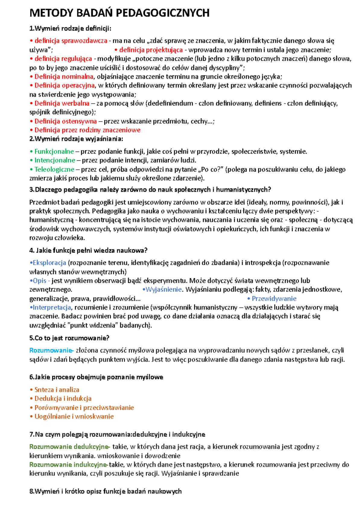 Metody BADAŃ Pedagogicznych - METODY BADAŃ PEDAGOGICZNYCH 1ń rodzaje