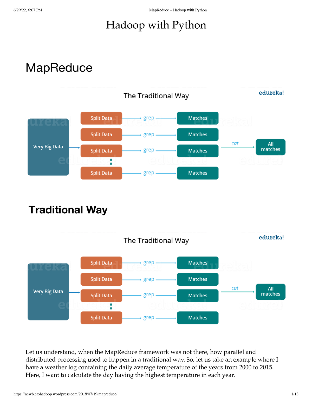 Map Reduce – Hadoop with Python - Hadoop with Python MapReduce Traditional Way Let us understand 