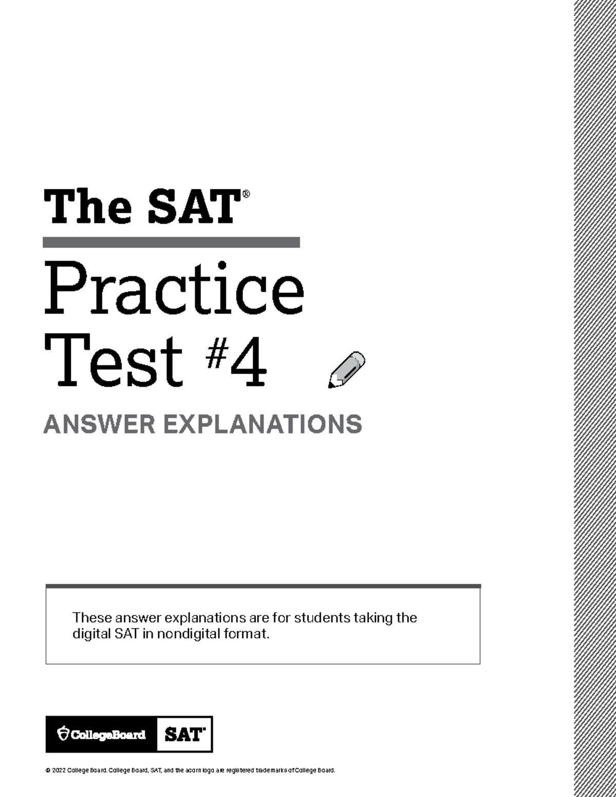 Sat Practice Test 4 Answers Digital - The SAT ####### ® Practice Test 4 ...