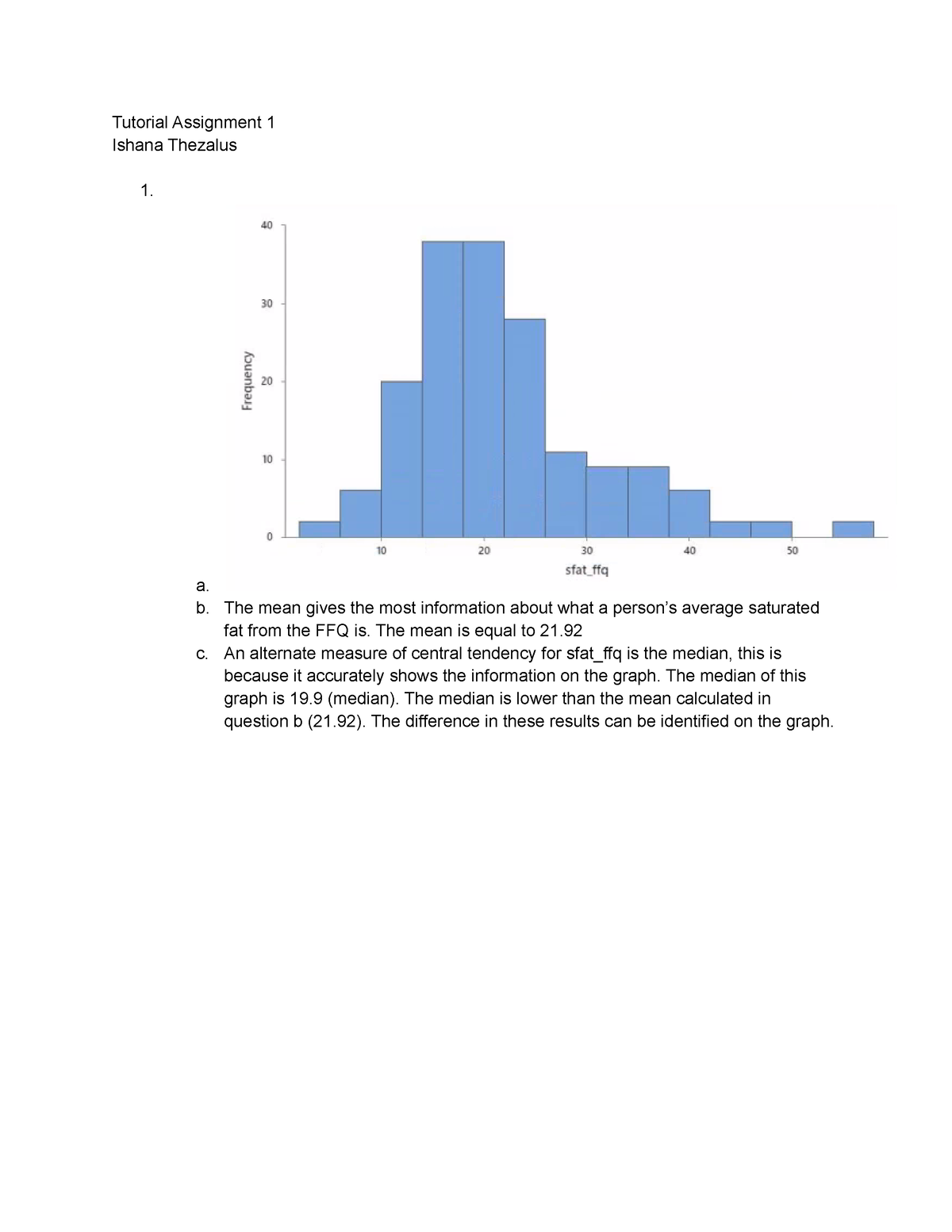 assignment 1 statistics