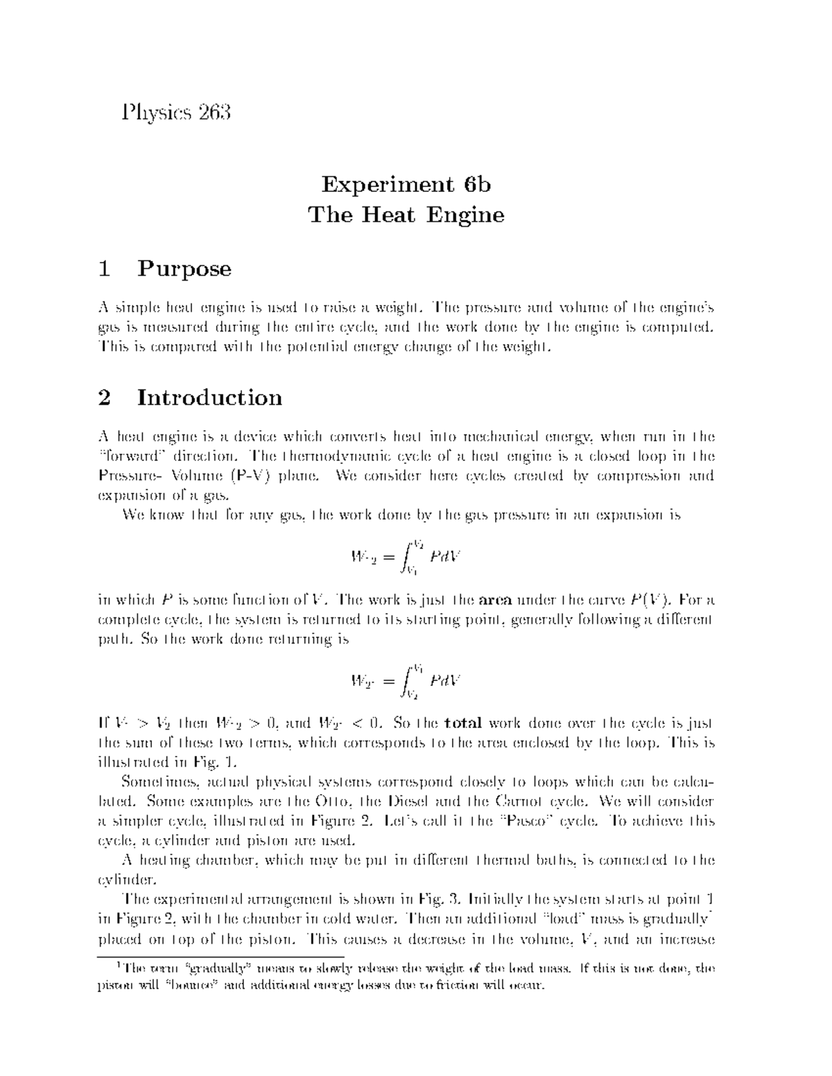Handout The Heat Engine - Physi s 263 Experiment 6b The Heat Engine 1 ...