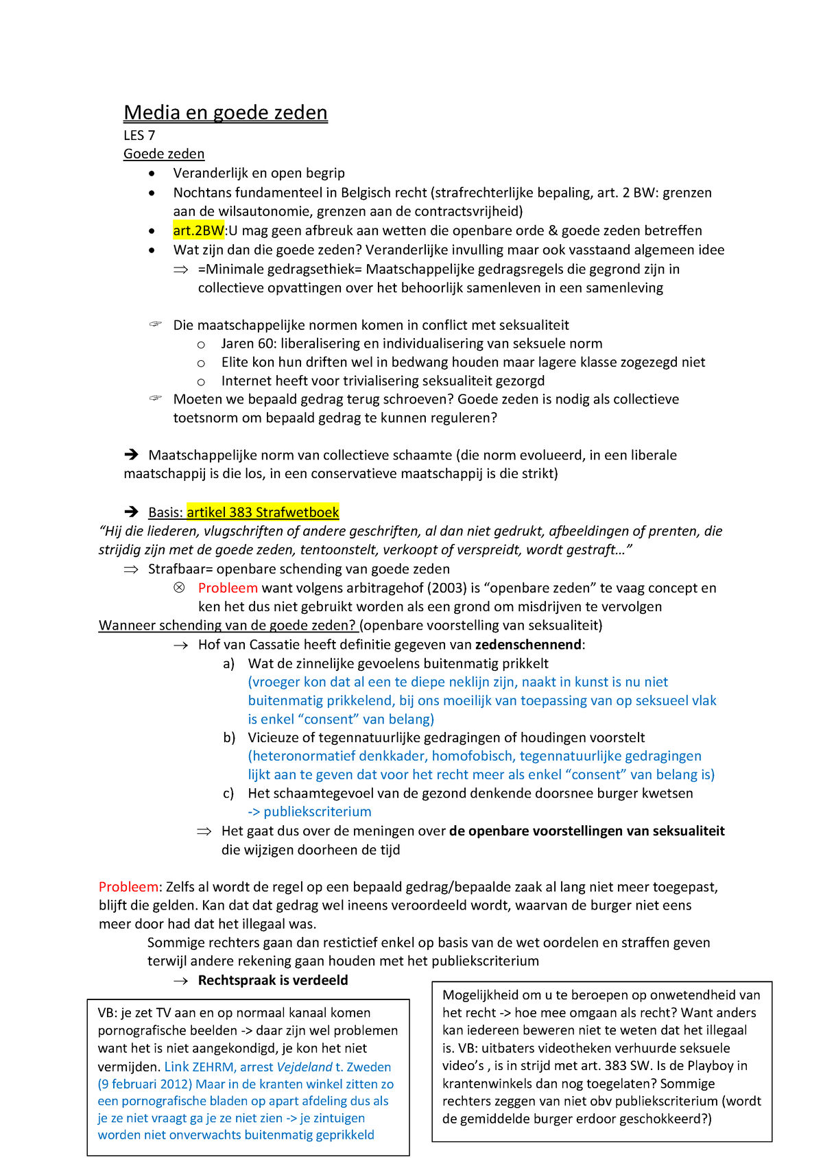 Mediarecht Deel 2 Deel 2 Media En Goede Zeden LES 7 Goede Zeden