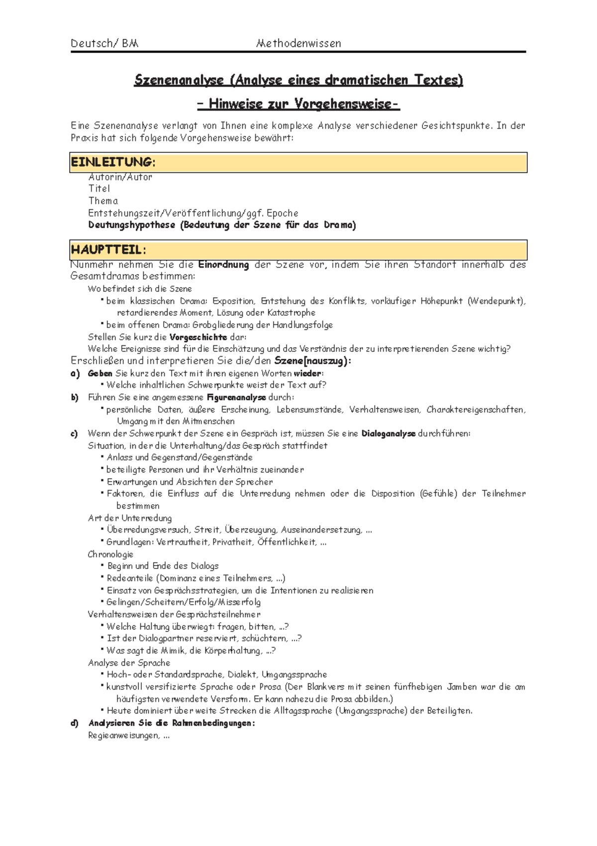 Methode Szenenanalyse BM - Deutsch/ BM Methodenwissen Szenenanalyse ...