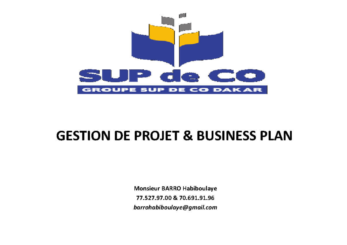 GP & BP logistics GESTION DE PROJET & BUSINESS PLAN Monsieur BARRO Habiboulaye 77.527.97