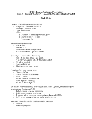 Exercise Testing and Prescription I Final Project - HP 420 Exercise ...