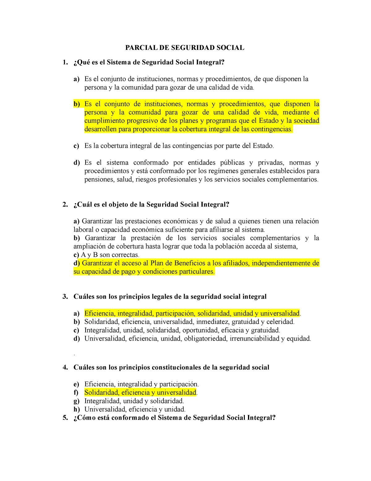 Primer Parcial Seguridad Social Resuelto - PARCIAL DE SEGURIDAD SOCIAL ...