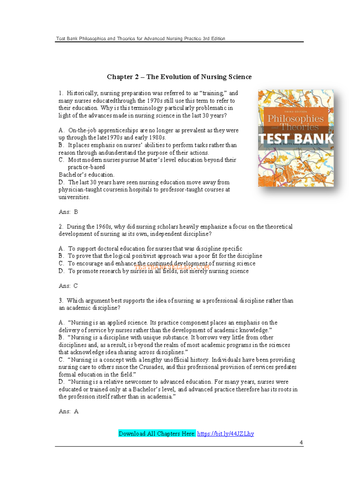 Test Bank For Philosophies And Theories For Advanced Nursing Practice ...