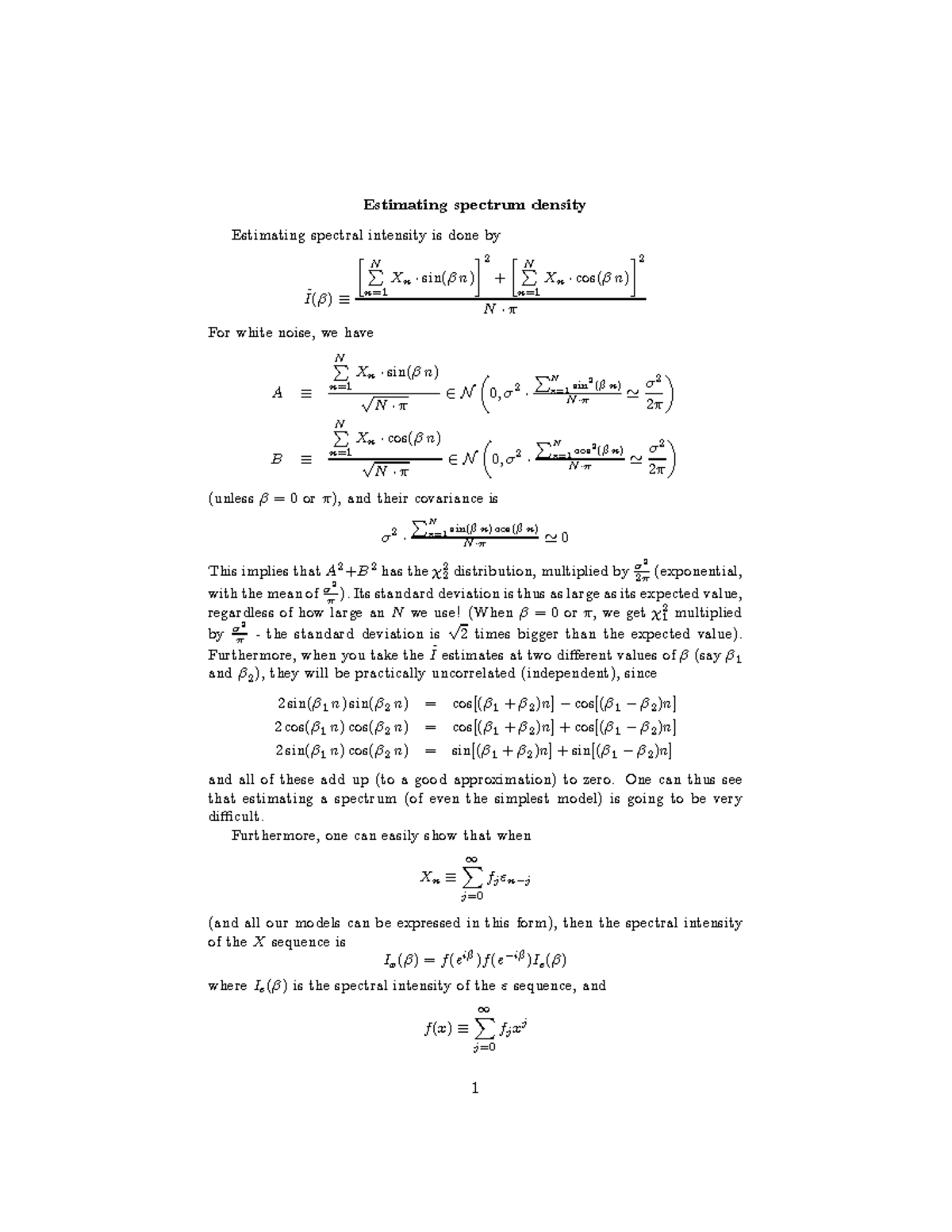 Estimating Spectrum Density Notes - Estimating Spectrum Density ...