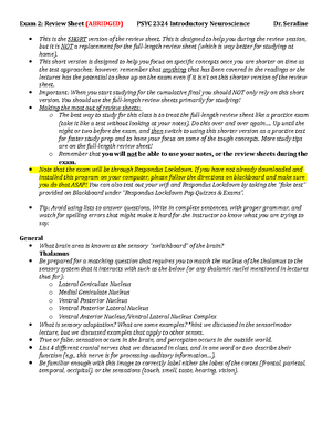 Exam 3 Review Sheet - Exam 3: Review Sheet PSYC 2324 Introductory ...