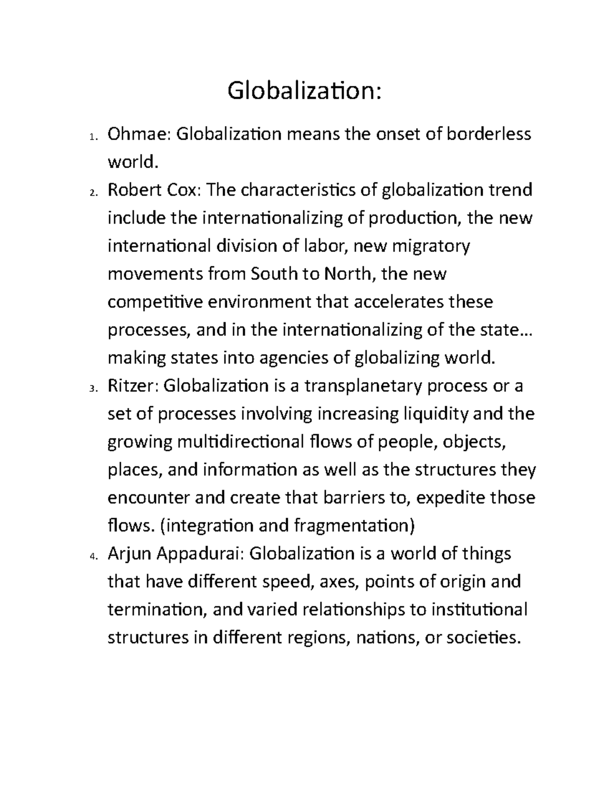 what is your own definition of globalization essay