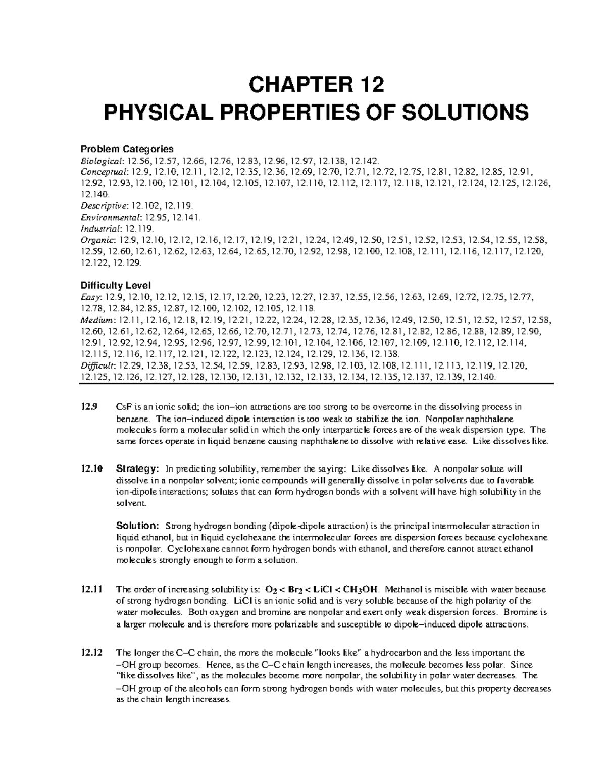 Chem - chap12 - CHAPTER 12 PHYSICAL PROPERTIES OF SOLUTIONS Problem ...