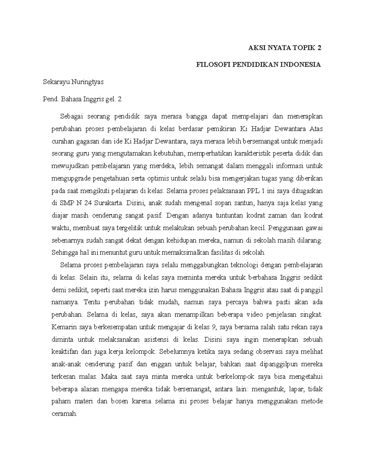 Aksi Nyata Filosofi Pendidikan - AKSI NYATA TOPIK 2 FILOSOFI PENDIDIKAN ...