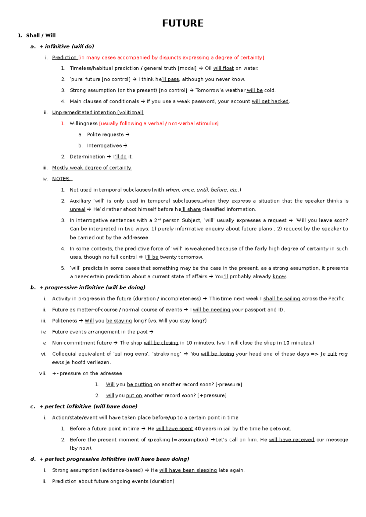 E1SB - Samenvatting - Conditionals & Future Tenses - FUTURE Shall ...