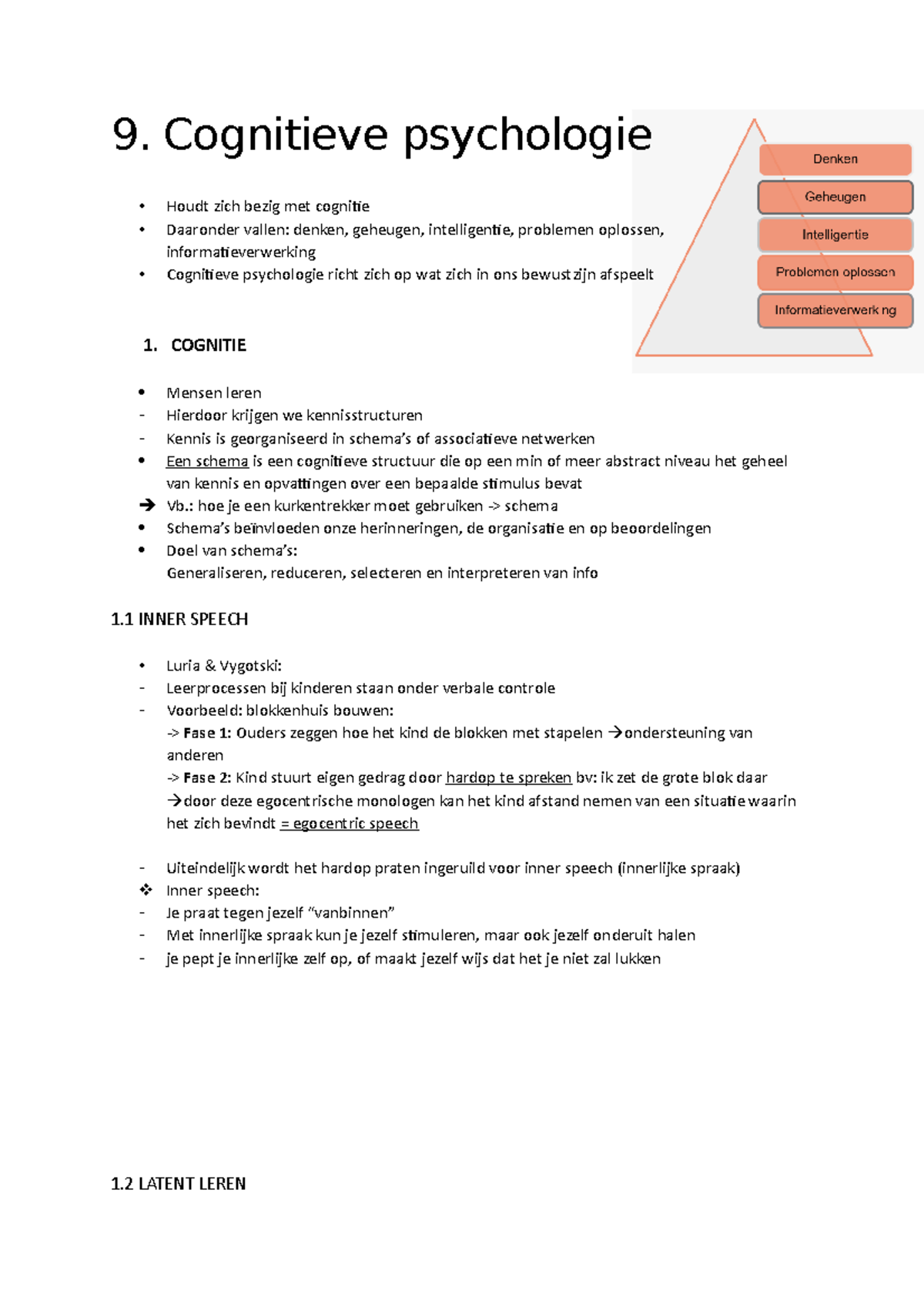 9 Cognitieve Psychologie - 9. Cognitieve Psychologie Houdt Zich Bezig ...