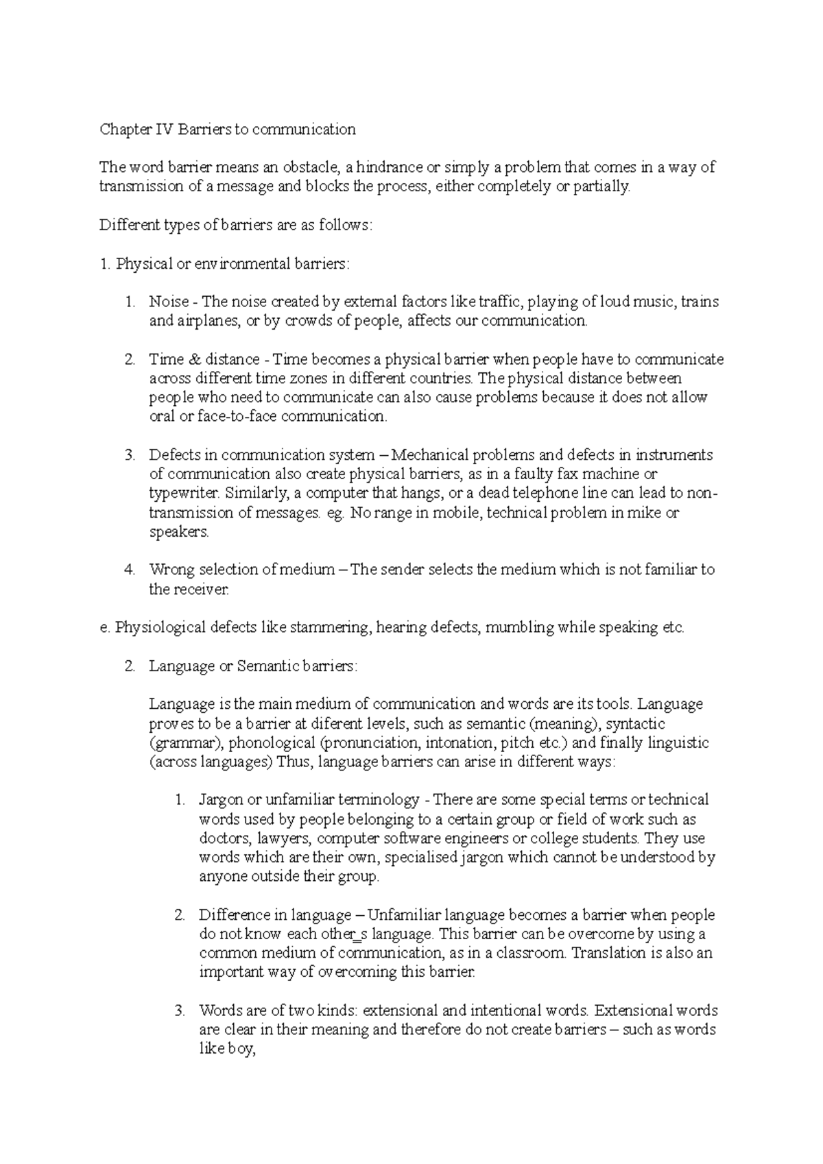Chapter 5 business communo Chapter IV Barriers to communication The