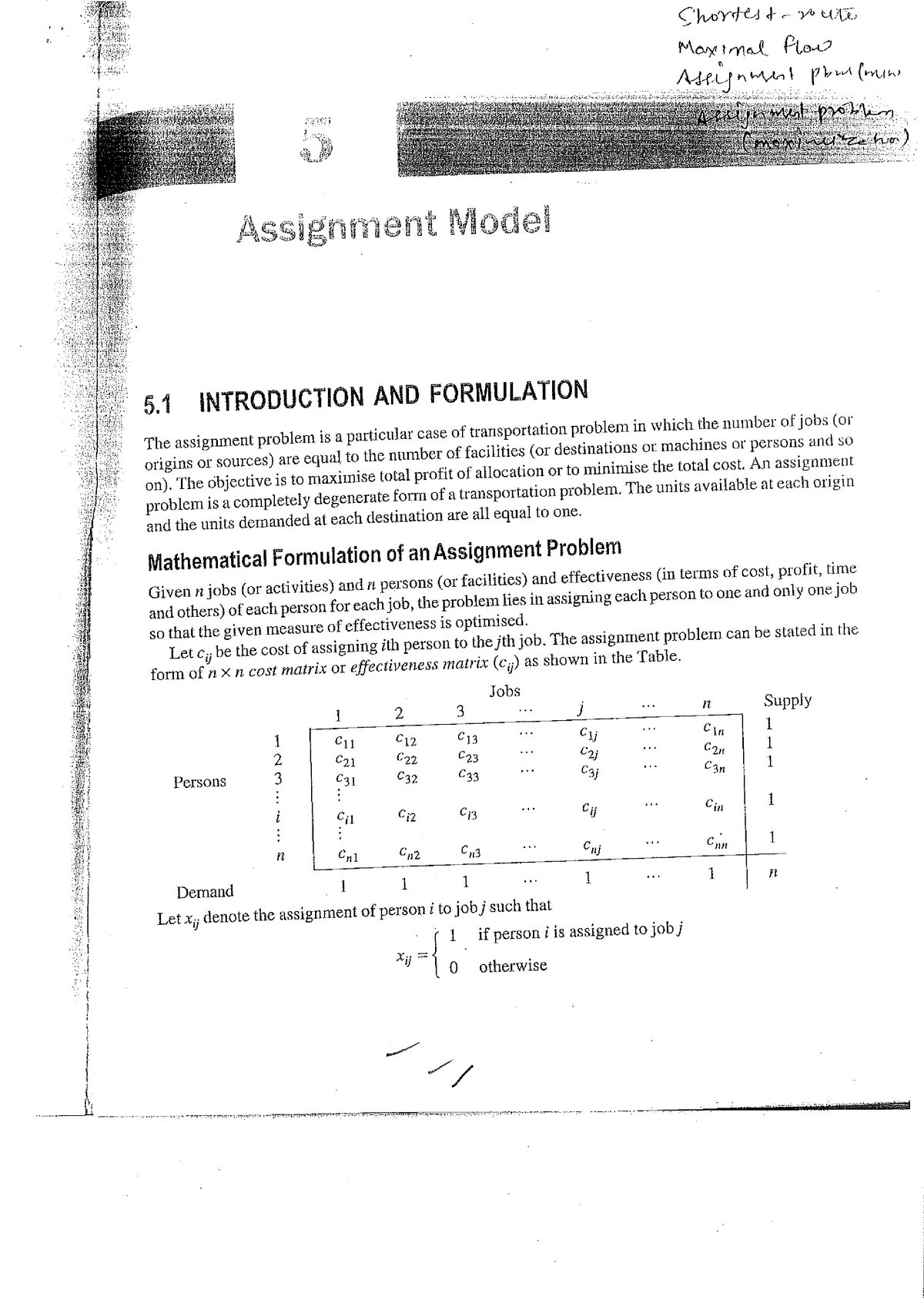 assignment problem in quantitative techniques