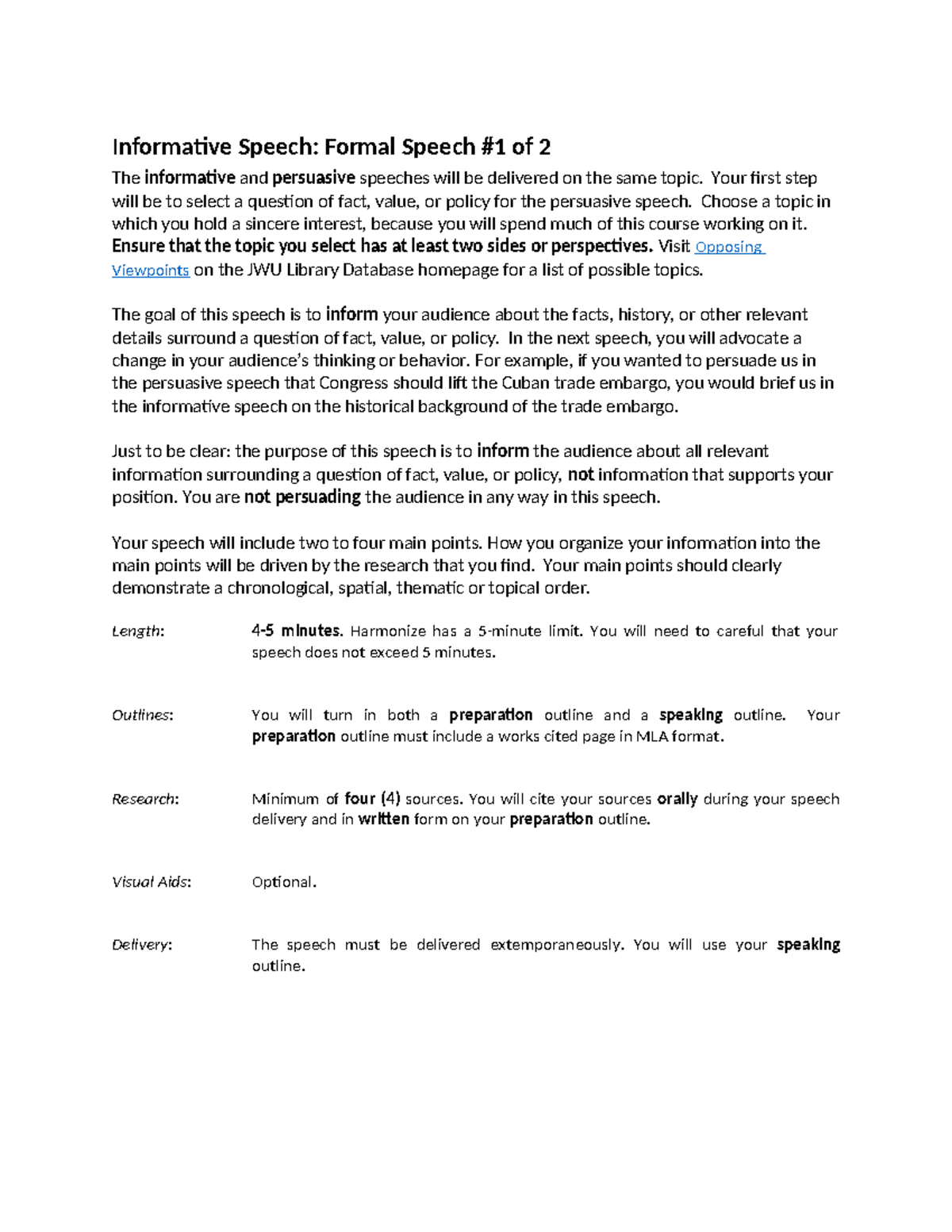 8-week-formalspeechinstructions 01302023 - Informative Speech: Formal ...