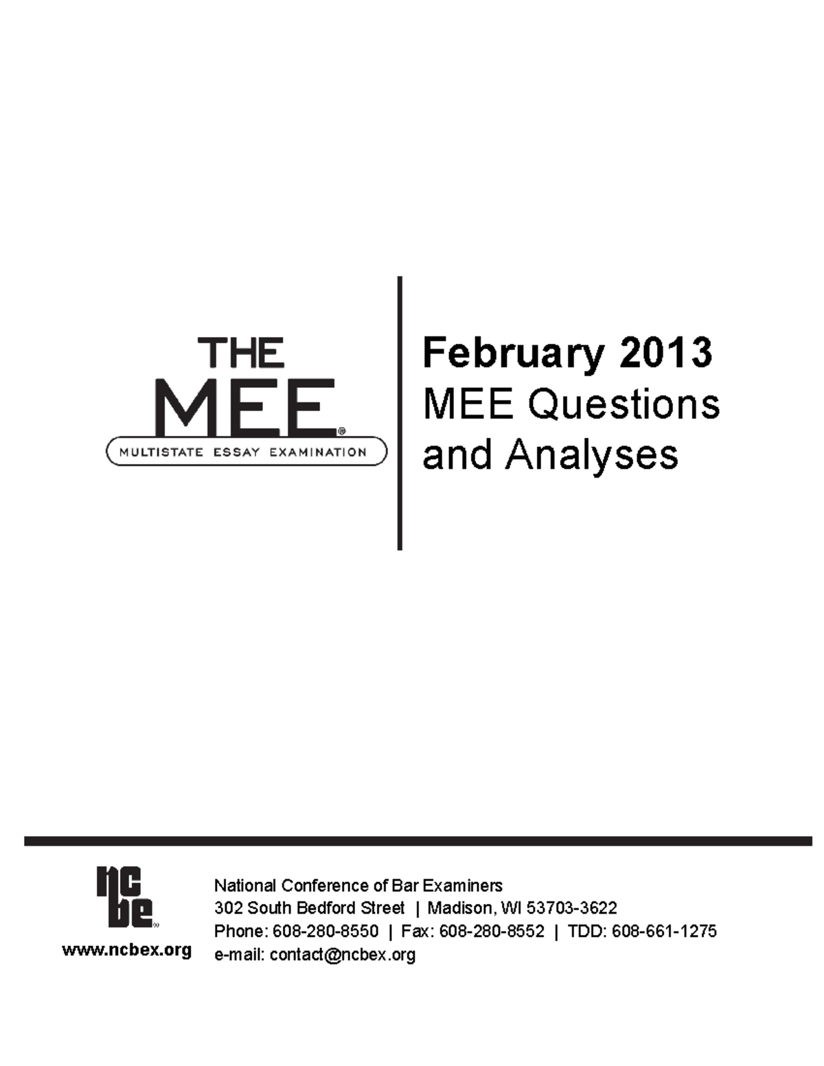 2013 Feb Mee Questions Analyses - February 2013 Mee Questions And 