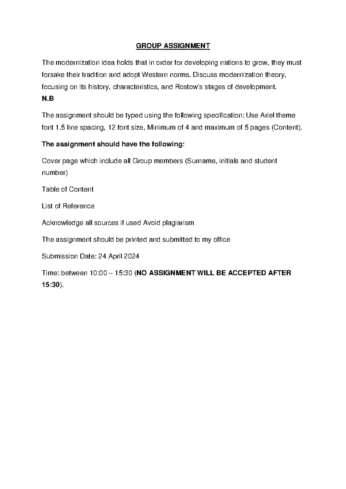 Pdf. Group Assignment. 2024 - GROUP ASSIGNMENT The modernization idea ...