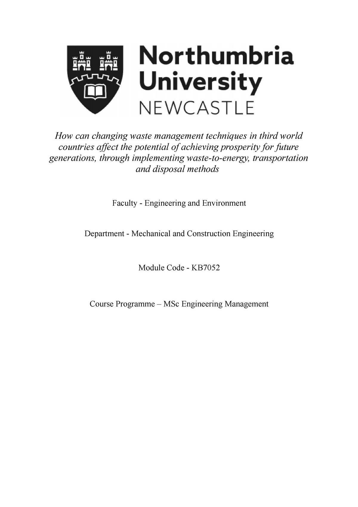 dissertation report on waste management