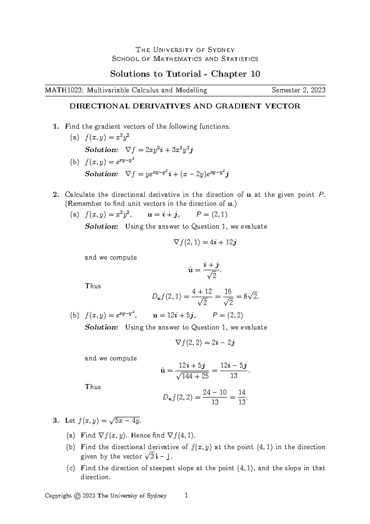 Tutorial Chapter 10-SOLS - The University of Sydney School of ...
