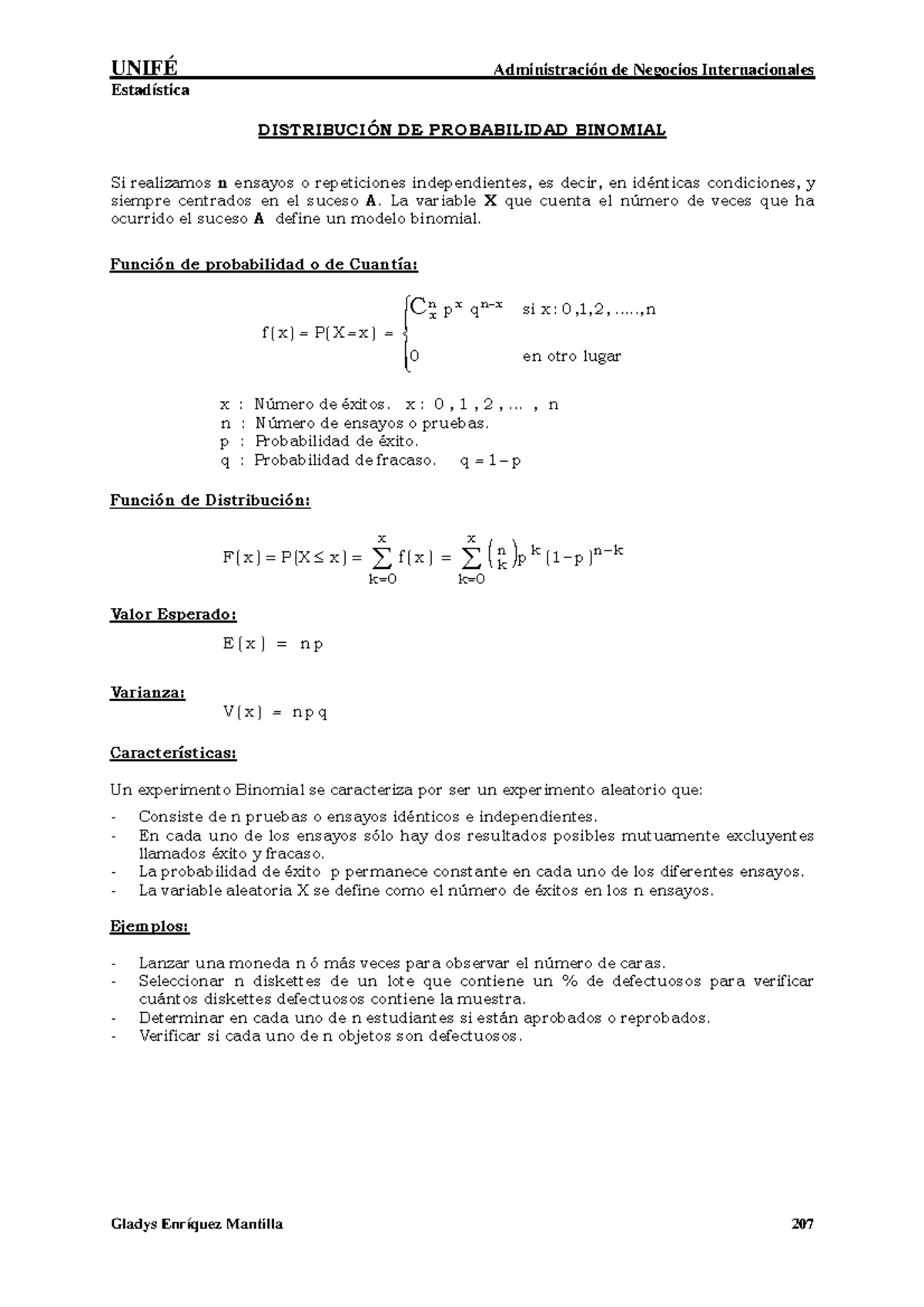 Binomial Poisson Hipergeometrica - ####### Estadística ####### Si - Studocu