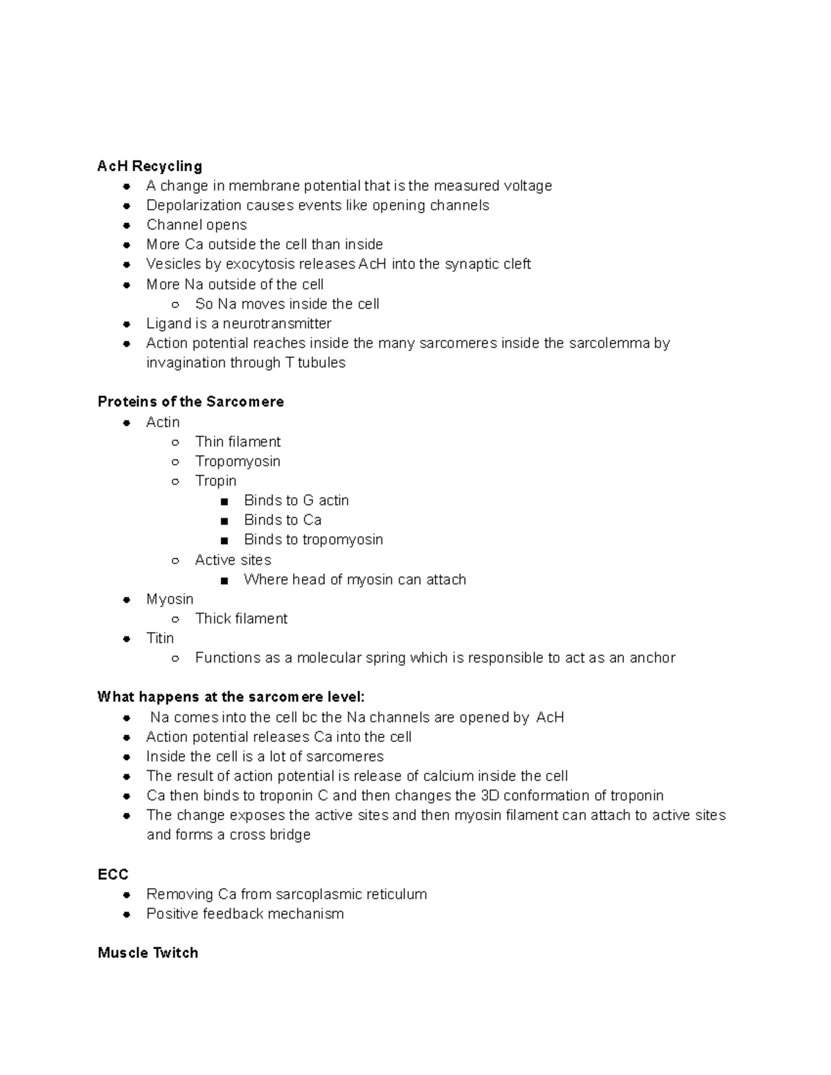 A&P 10 10 17 - Lecture notes 12 - AcH Recycling A change in membrane ...