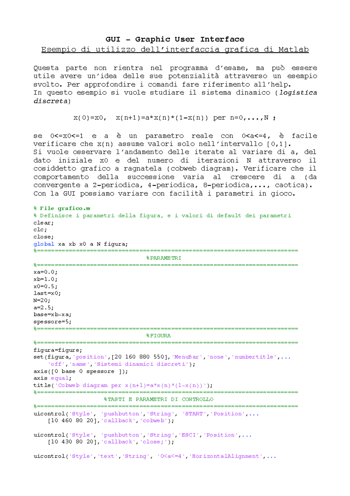 Esempio di utilizzo della GUI di Matlab - GUI - Graphic User Interface ...
