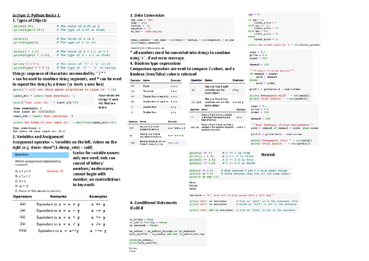 Cheat Sheet L2 - python notes - only for reference. please do not copy ...