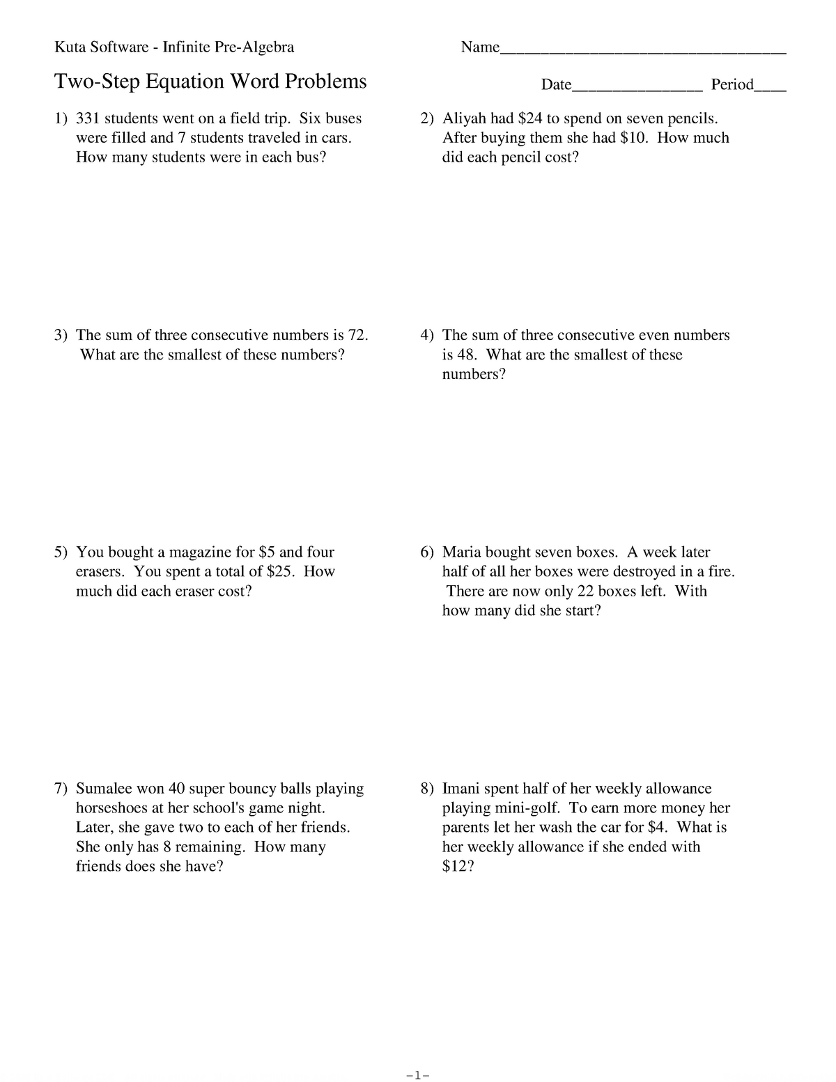 Two-Step Word Problems - 22 - Math - Yorku - StuDocu Within Algebra 2 Word Problems Worksheet