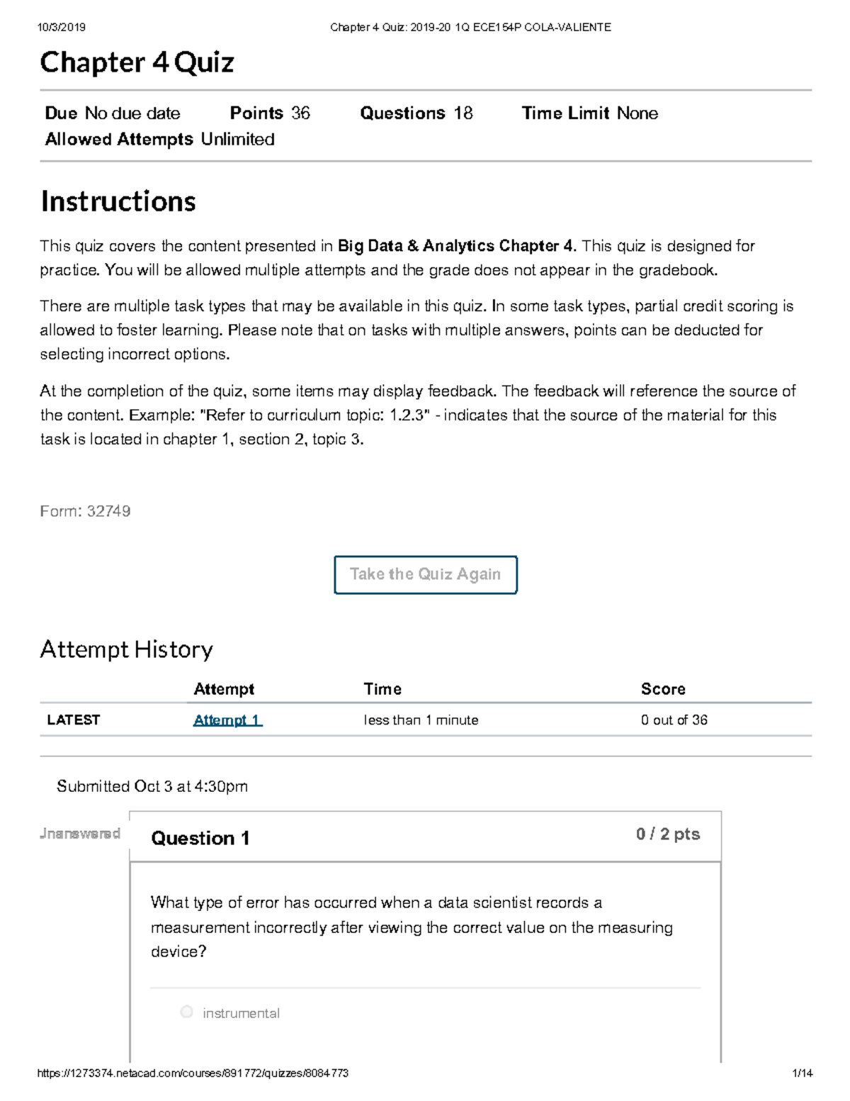 Lab4 ComSci-434999343 - Chapter 4 Quiz Due No due date Points 36 ...