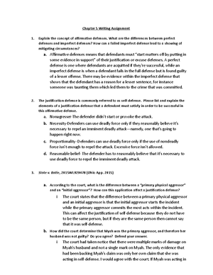 Chapter 9 Writing assignment - Chapter 9 Writing assignment Homicide ...