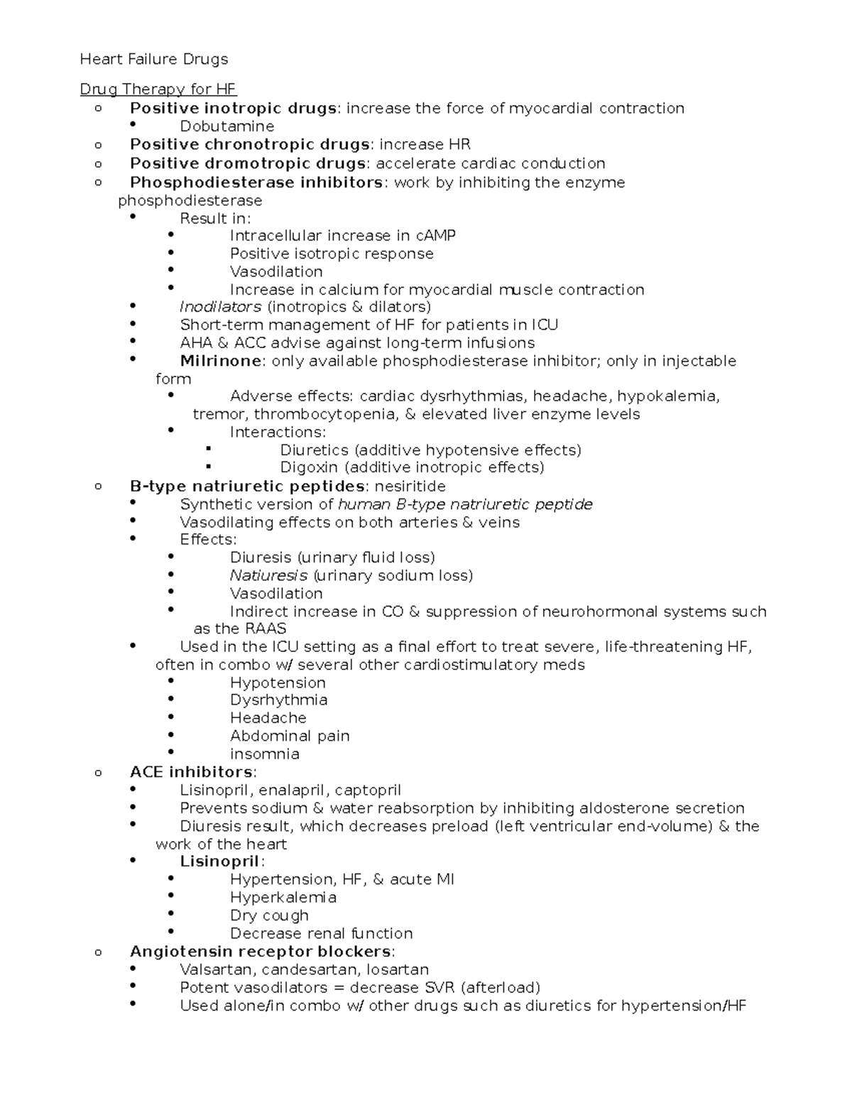 Heart Failure Drugs - Heart Failure Drugs Drug Therapy For Hf O 