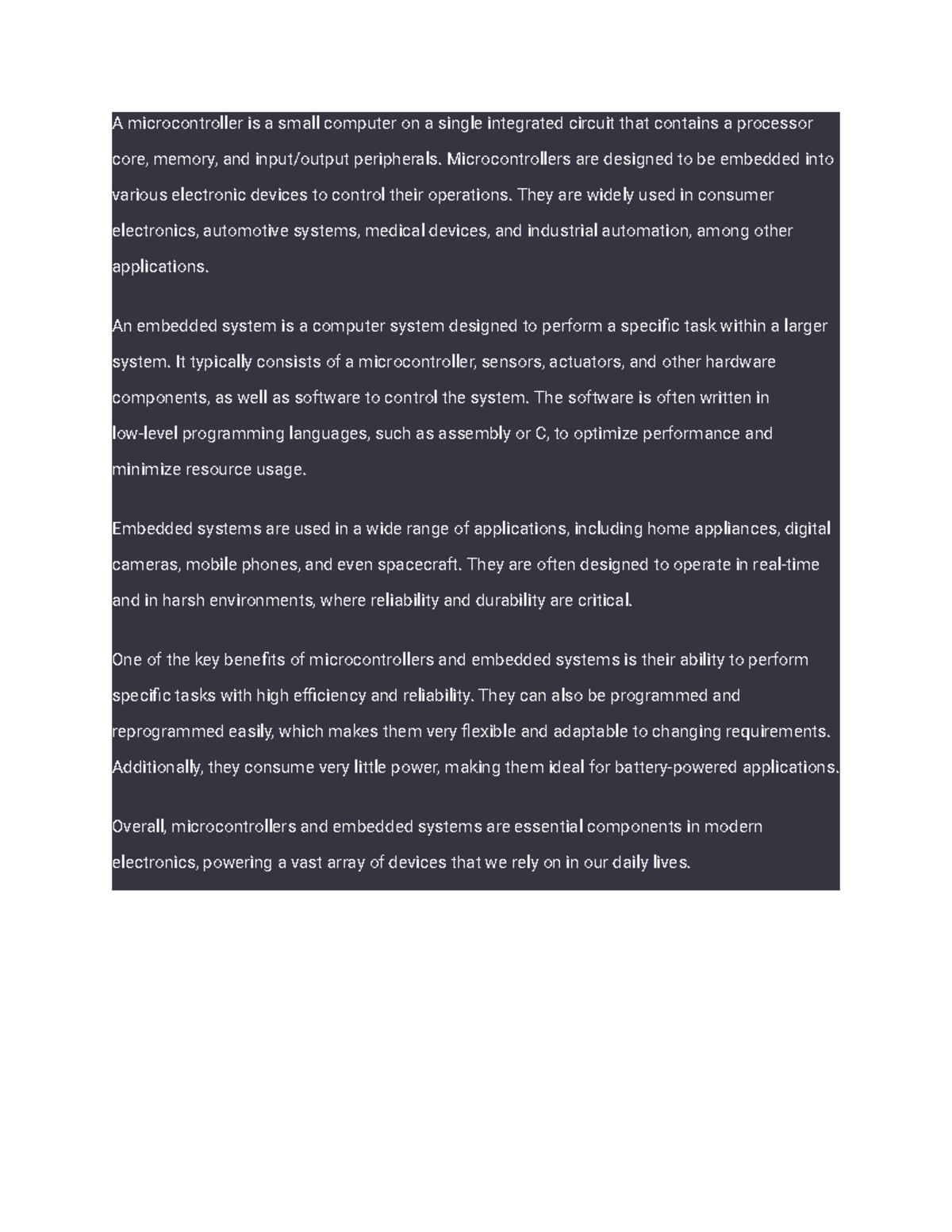 What are microcontrollers and embedded systems in 500 words - A ...