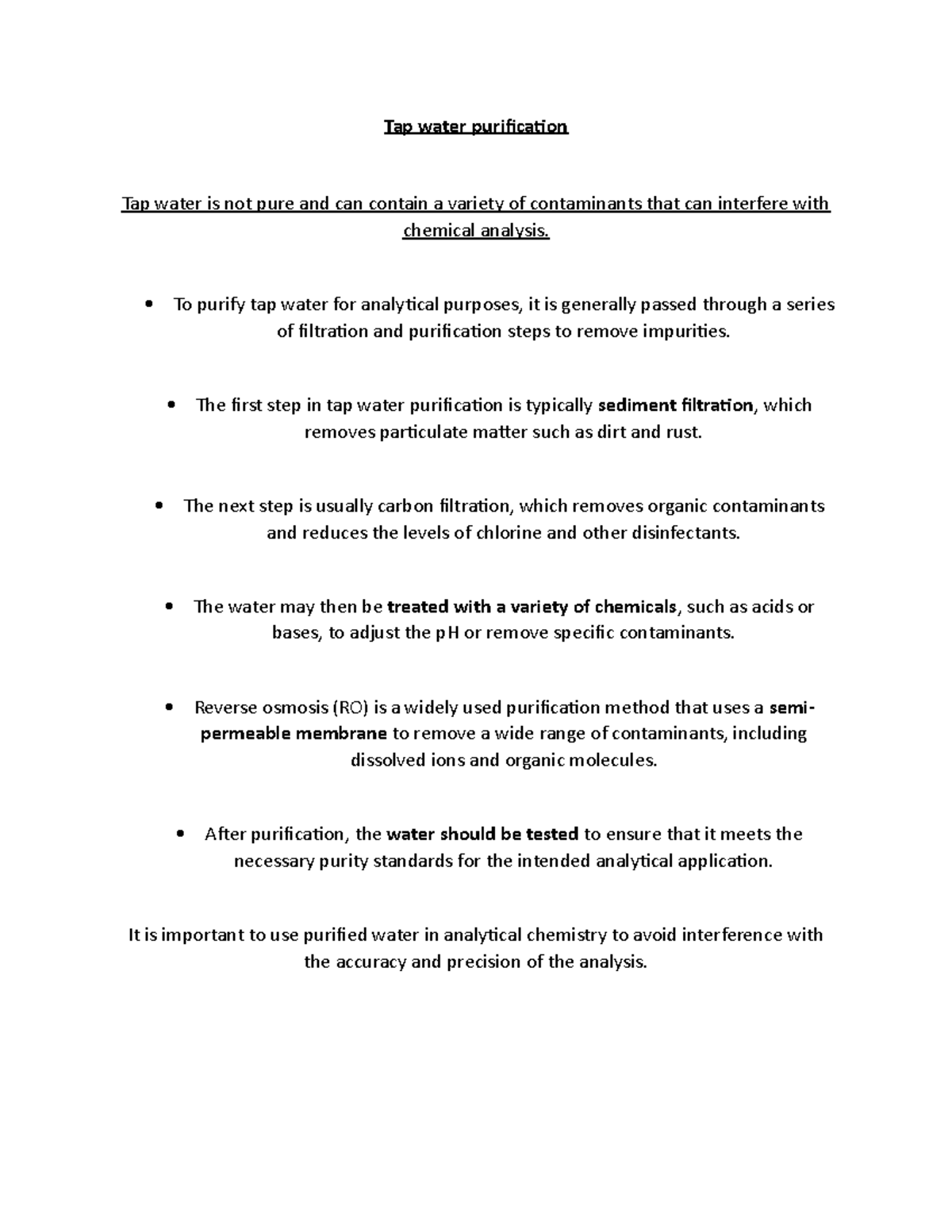 Document 87 (34) Tap water purification for analytical chemistry