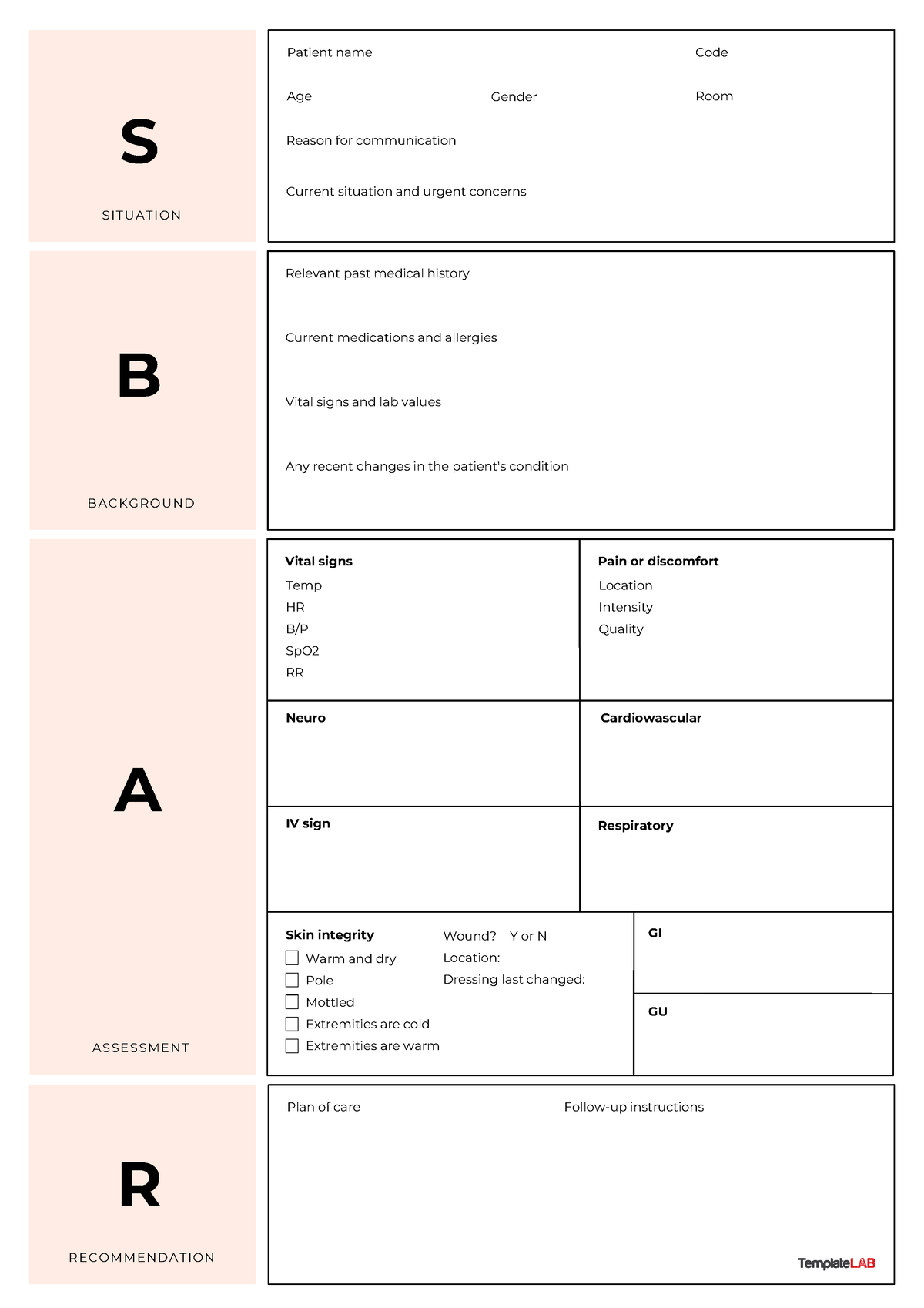 Nursing-Sbar-Template - B A C K GRO UND B Relevant past medical history ...