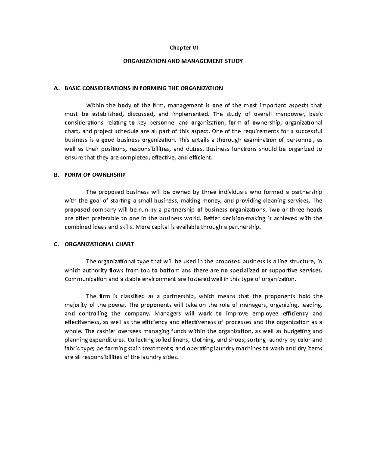 Chapter 56 - goodluck - Chapter VI ORGANIZATION AND MANAGEMENT STUDY A ...