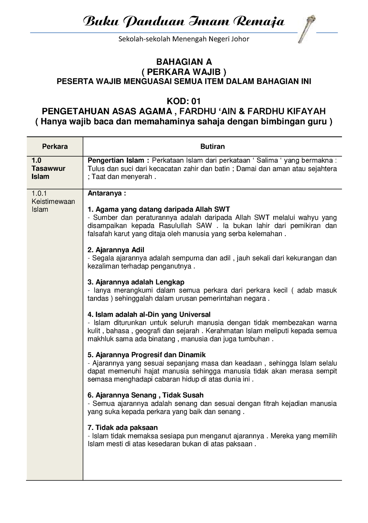 BUKU Panduan IMAM Remaja Edisi 2014 - Sekolah-sekolah Menengah Negeri ...