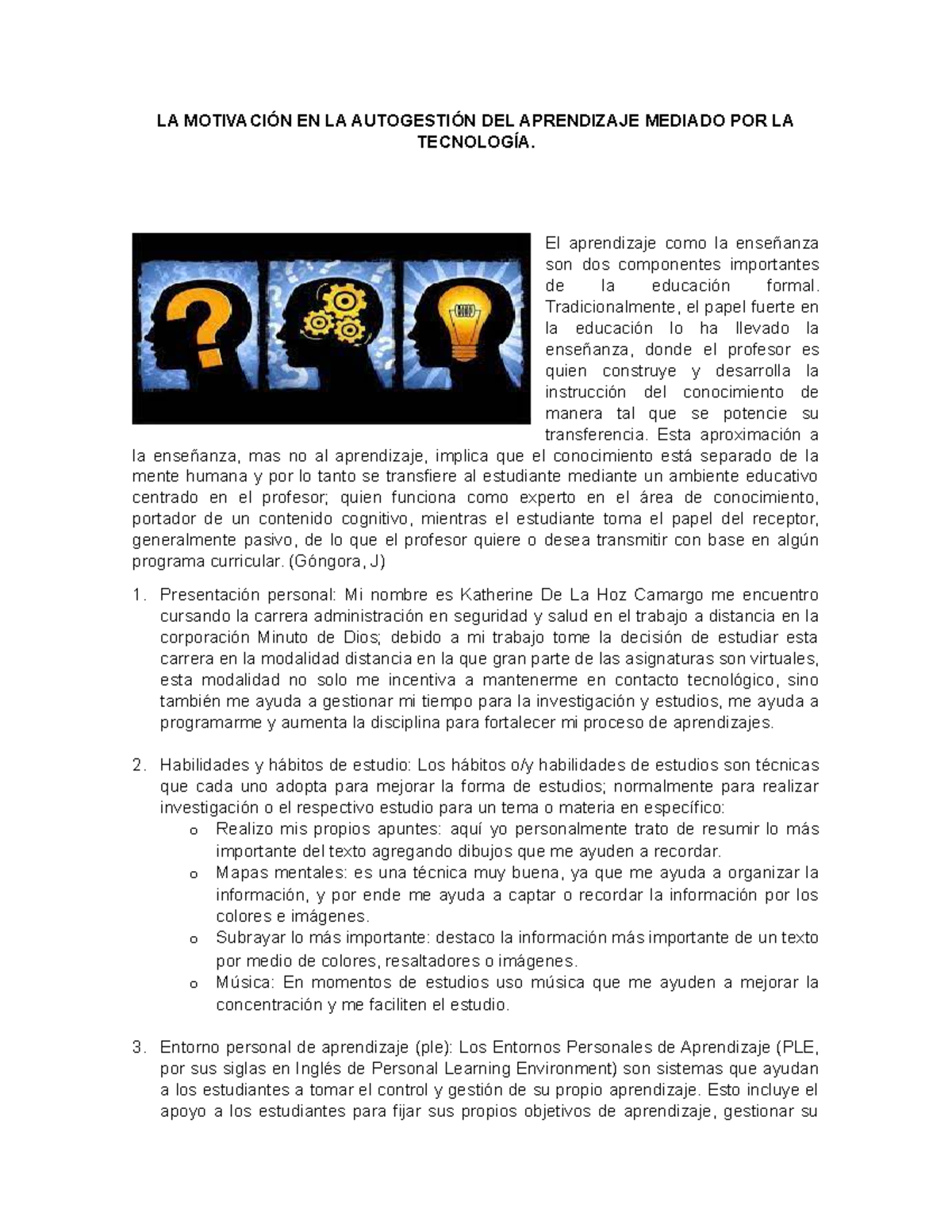 La Motivación En La Autogestión Del Aprendizaje Mediado Por La Tecnología La MotivaciÓn En La 1293