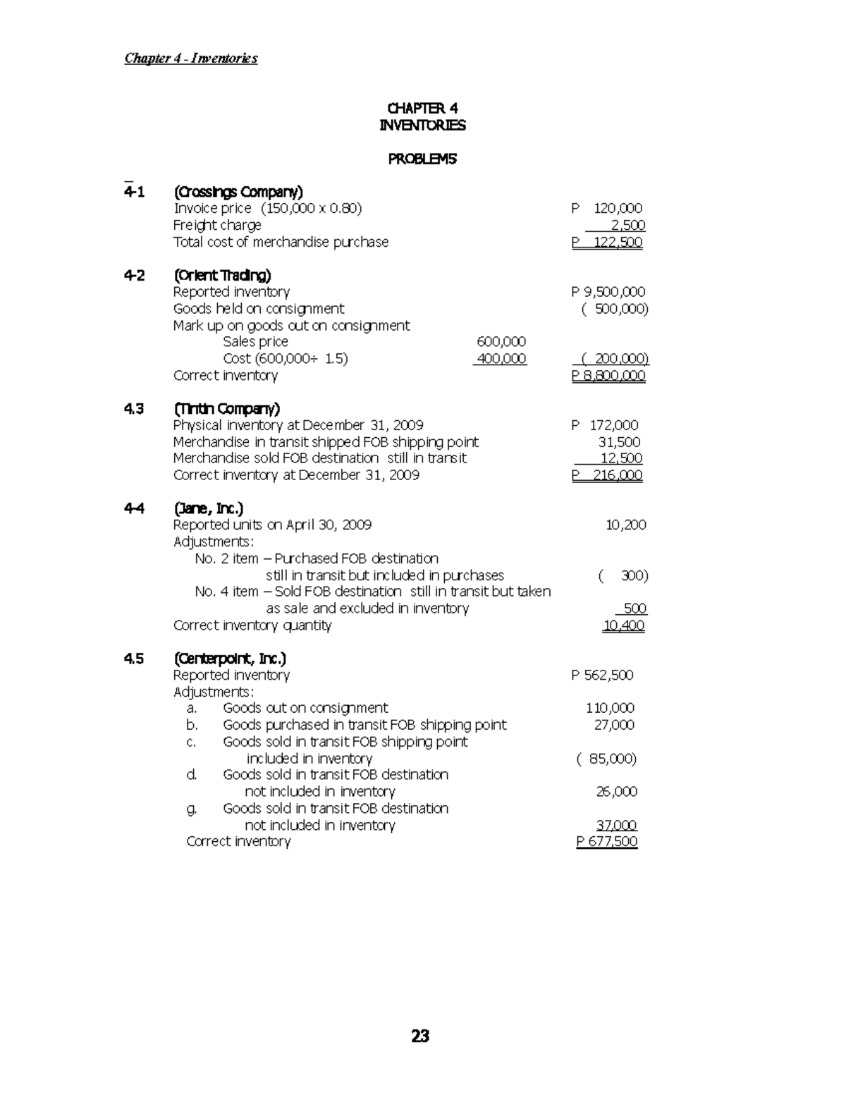 Ch 4 Answers Advance Accounting Solutions CHAPTER 4 INVENTORIES