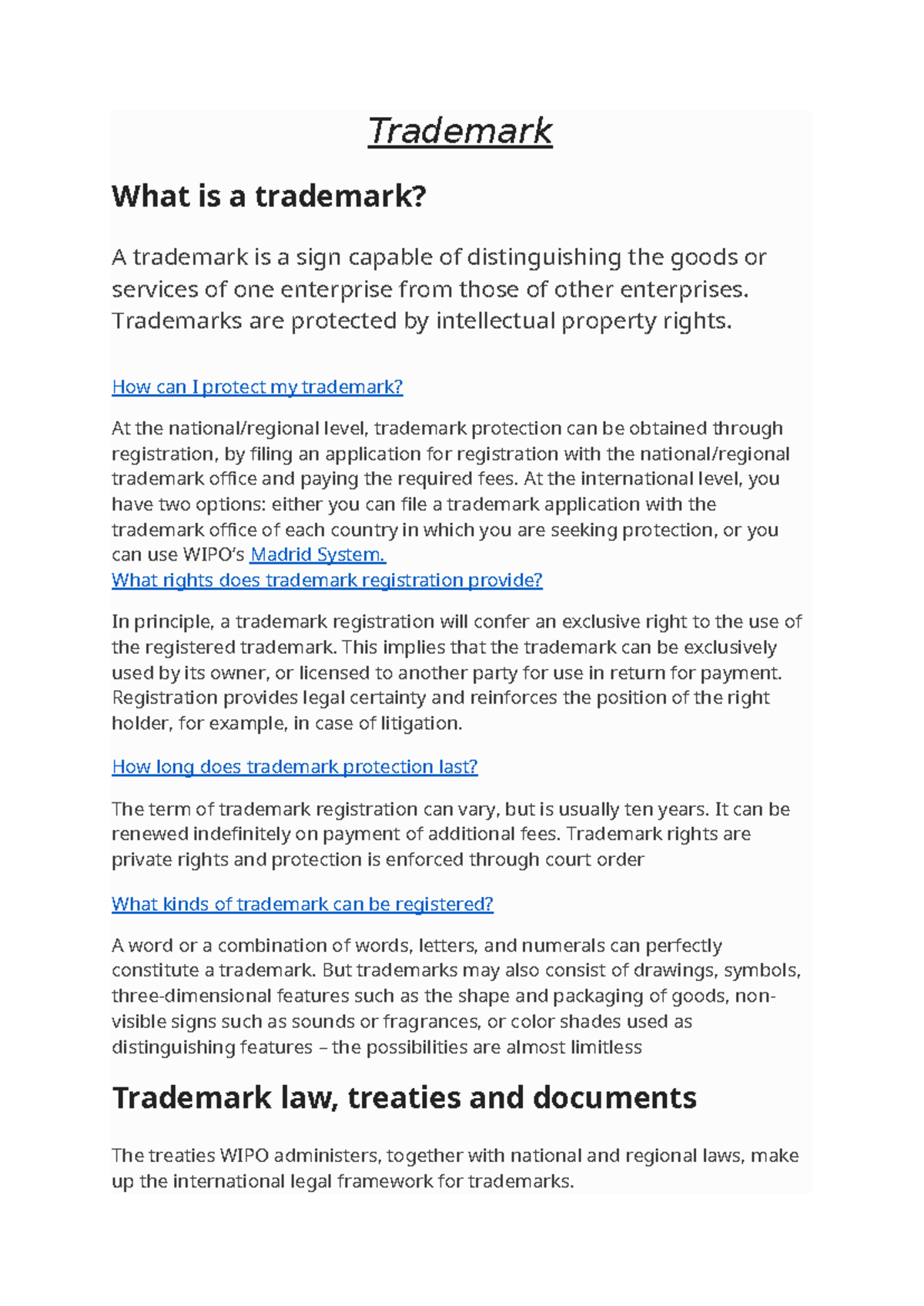 Trademark - Trademark What is a trademark? ####### A trademark is a ...