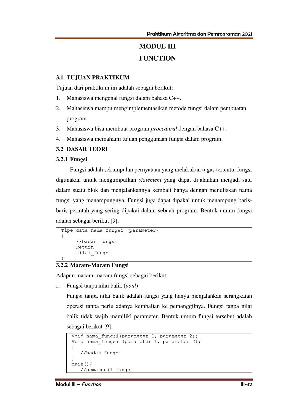 13. Modul III Fx-halaman-1-15 - MODUL III FUNCTION 3 TUJUAN PRAKTIKUM ...