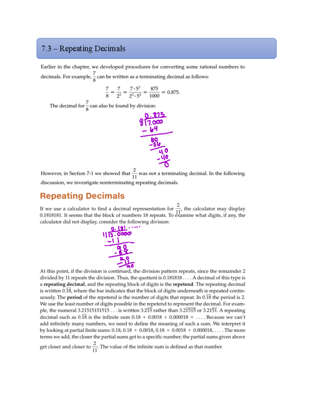 7 - Lecture notes for chapter 7.3 in mathematics for elementary ...