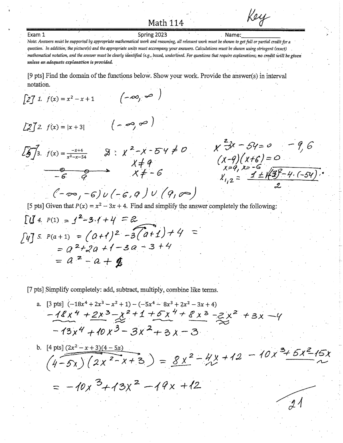 Solution Exam 1 M 114 S 2023 - MATH 114 - Studocu