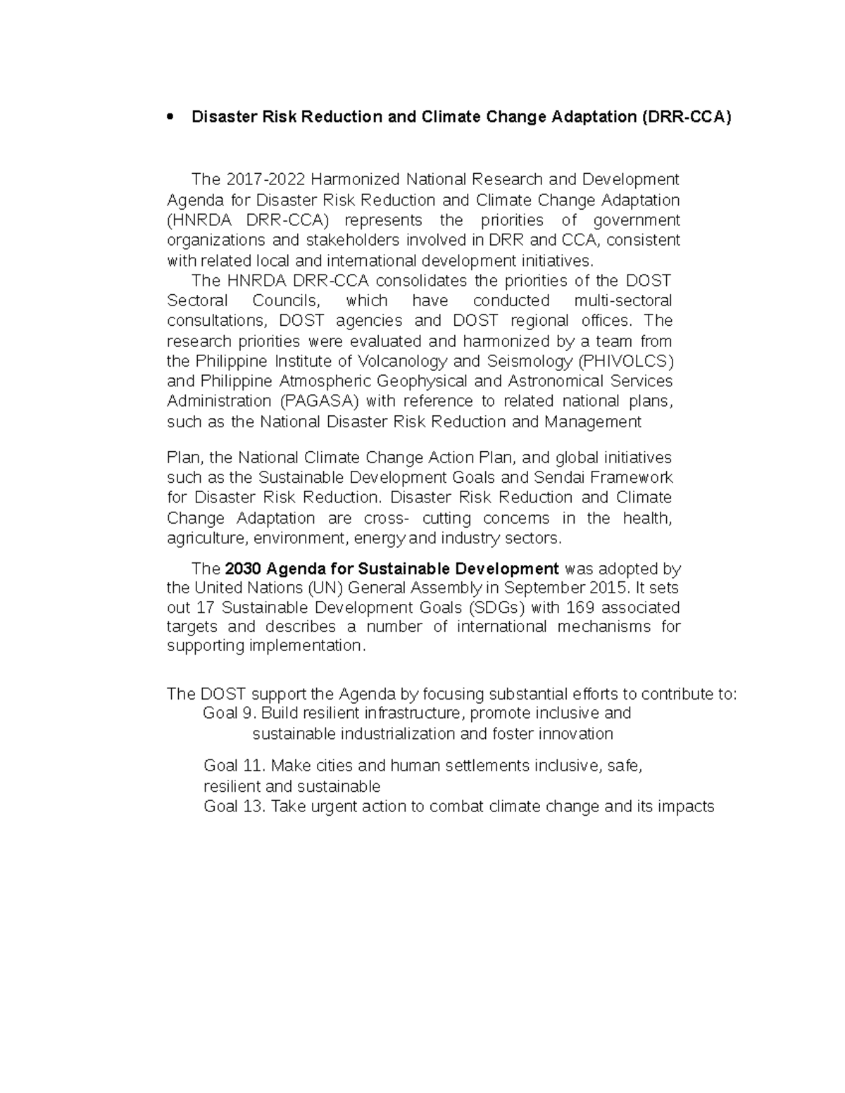 Disaster Risk Reduction and Climate Change Adaptation - The HNRDA DRR ...