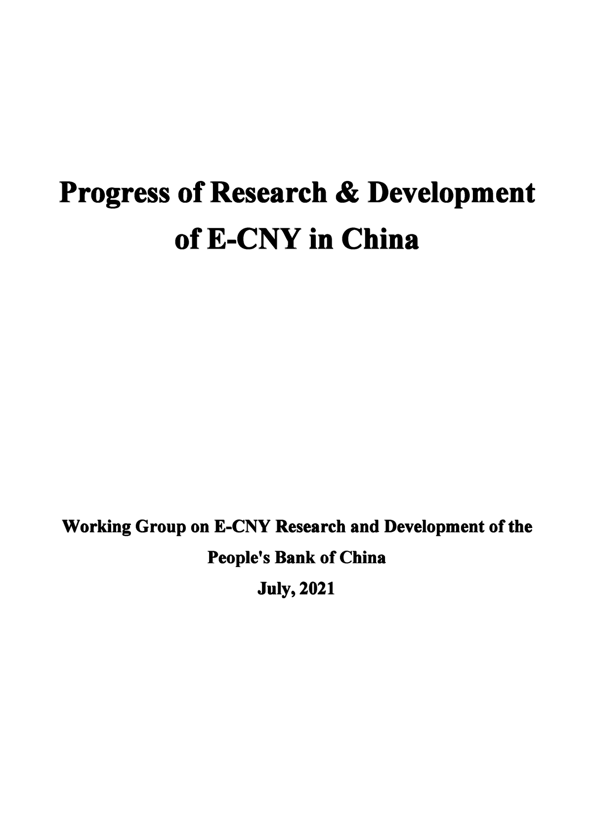 progress of research & development of e cny in china